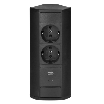 GNIAZDO MEBLOWE PODWÓJNE ORNO OR-GM-9039(GS)/B 2xUSB SCHUKO